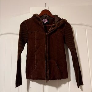 Y2K Cozy Brown Teddy Jacket with Hood